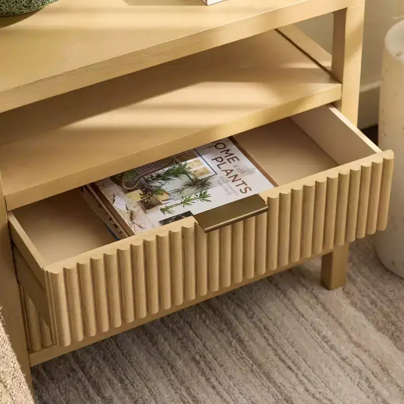 Comodino a 2 cassetti e 1 ripiano - Naturale