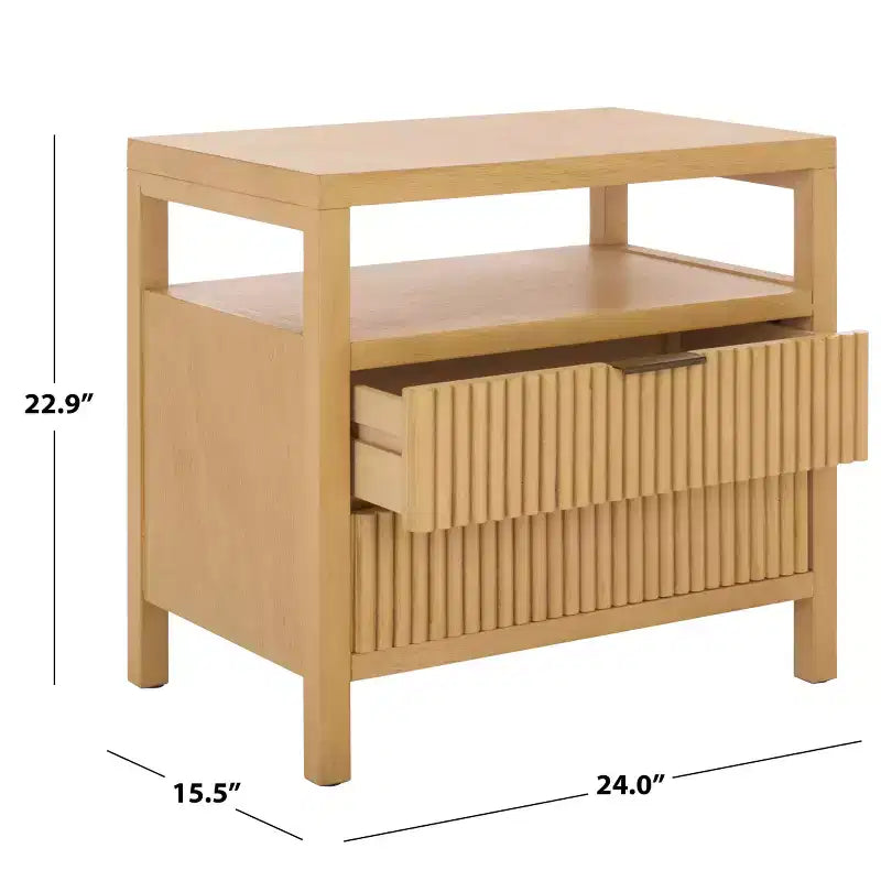 Comodino a 2 cassetti e 1 ripiano - Naturale