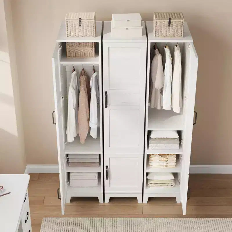 Armadio Guardaroba con 2 Ante, Armadio in Legno da 183 cm con Asta Appendiabiti, Armadio Stretto Alto per la Camera da Letto