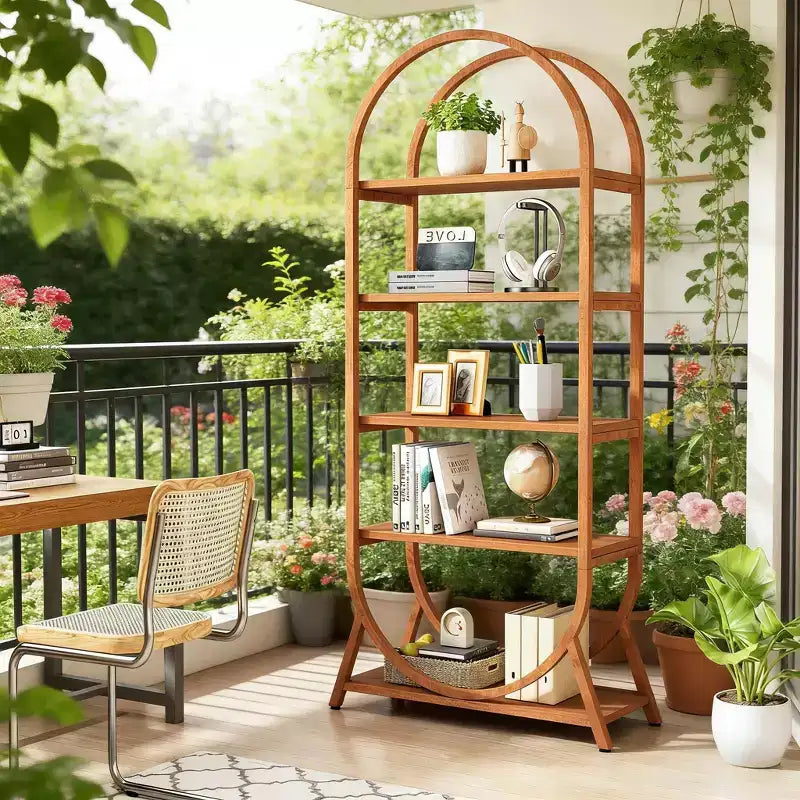 Libreria a 5 Ripiani, Scaffale Aperto ad Arco da 180 cm