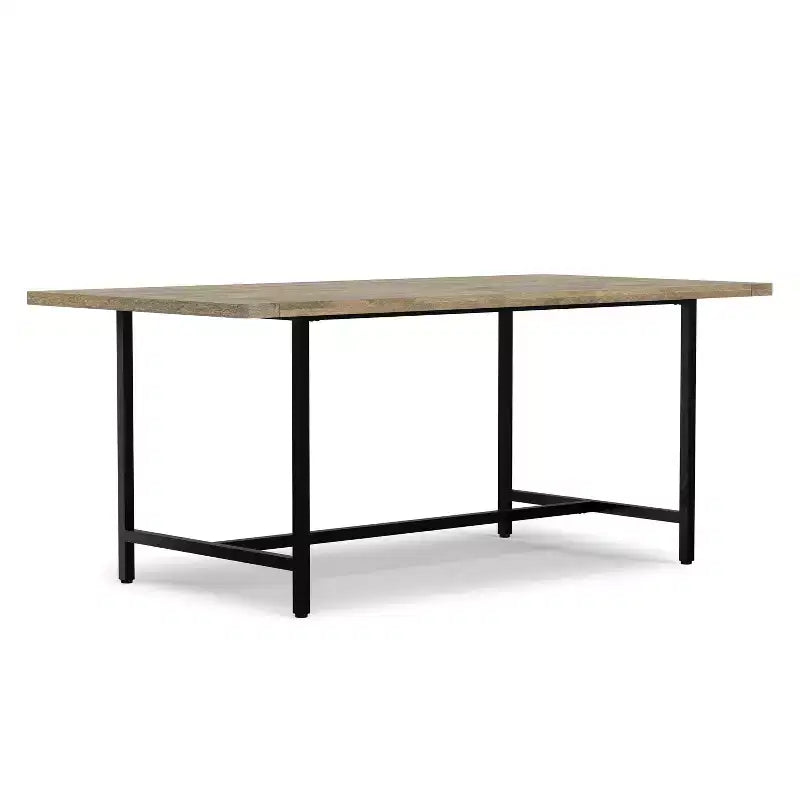 Tavolo da Pranzo Rettangolare Industriale Moderno in Legno e Metallo, Largo 183 cm