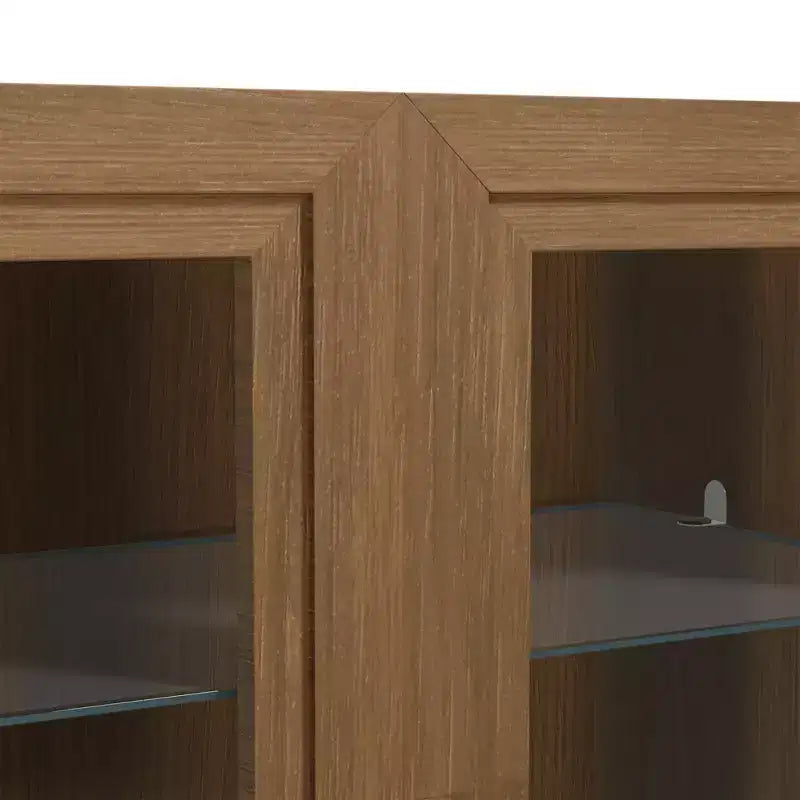 Libreria armadietto in legno a 3 ripiani con ante in vetro e ripiani regolabili