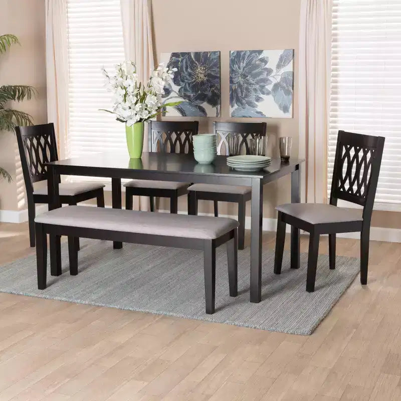   Modern Fabric and Wood Dining Set