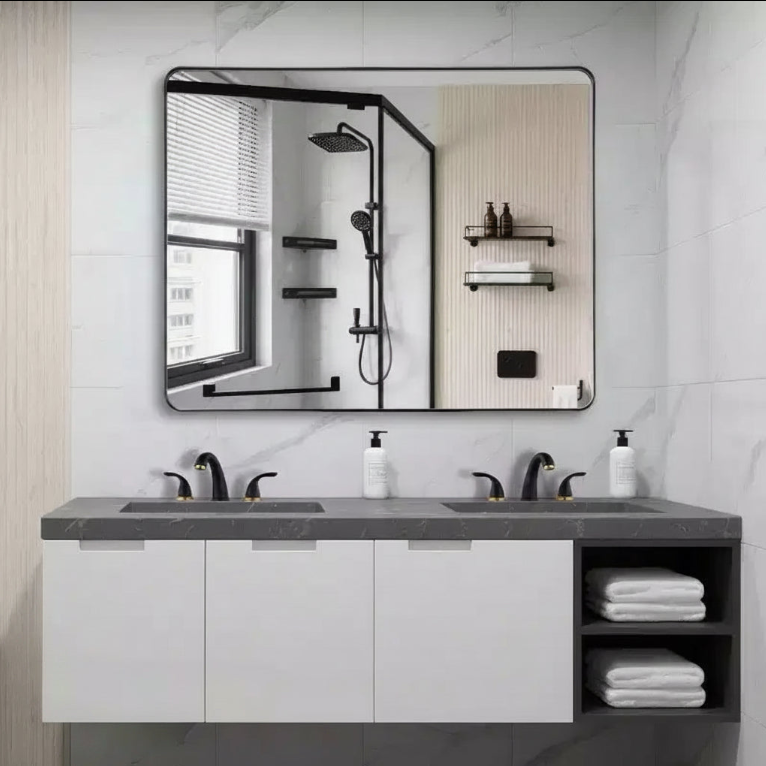 Specchio da bagno con vetro temperato, specchio da parete moderno 40X30, orizzontale/verticale